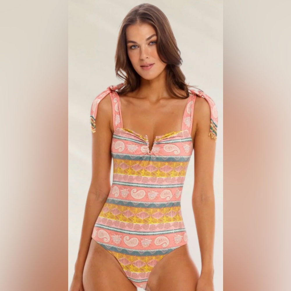 Pink Patterned Tie-Shoulder Sundress